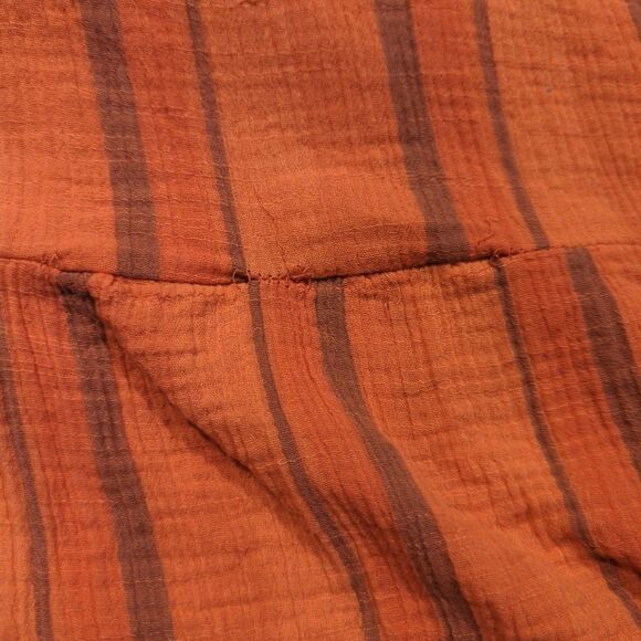 Sundance Adley Dress Orange Womens XXL Tired Double Gauze V Neck Striped Tie - Picture 5 of 7